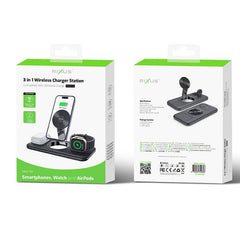 3 i 1 trådløs oplader til Smartphones, AirPods og Apple Watch - Pakkens indhold - reFix.dk