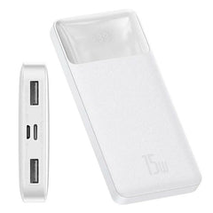 Baseus Bipow digital display 10000mAh Powerbank (15 W) i hvid - reFix.dk