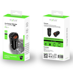 Biloplader USB-C PD + QC 20W – Rixus RXC54 Hurtig Oplader - Pakkens indhold - reFix.dk