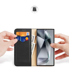 Dux Ducis Hivo læder flop cover med RFID til Samsung S24 Ultra - Sort
