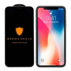 Full cover skærmbeskyttelse med silikone kant til iPhone 11 Pro / XS / X