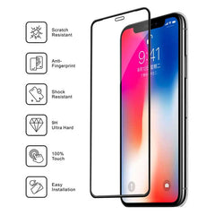 Full cover skærmbeskyttelse med silikone kant til iPhone 11 Pro / XS / X