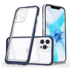 Shockproof 3i1 clear cover til iPhone 12 Pro - Navy blå - reFix.dk