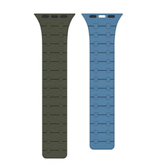 Apple Watch Magnetisk silikone rem til 42 / 44 / 45 / 49mm - Mørkegrøn/Mørkeblå - reFix.dk