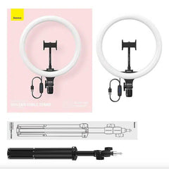 Baseus Live Stream / Selfie LED Ring Light m. Mobilholder & stativ - Pakkens indhold - reFix.dk