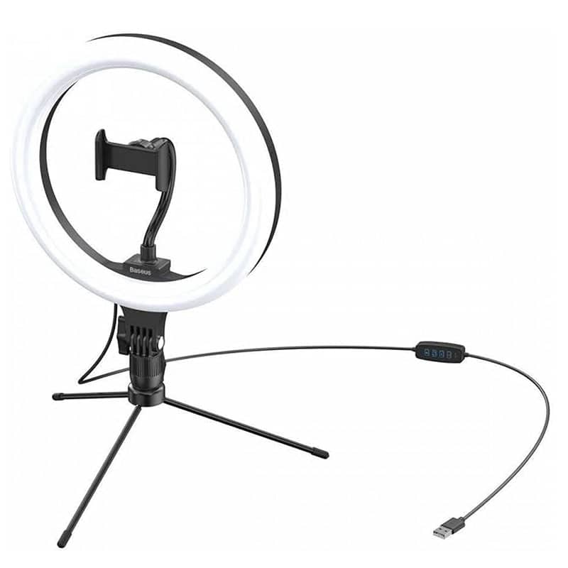 Baseus Live Stream / Selfie LED Ring Light m. Mobilholder & Tripod - reFix.dk