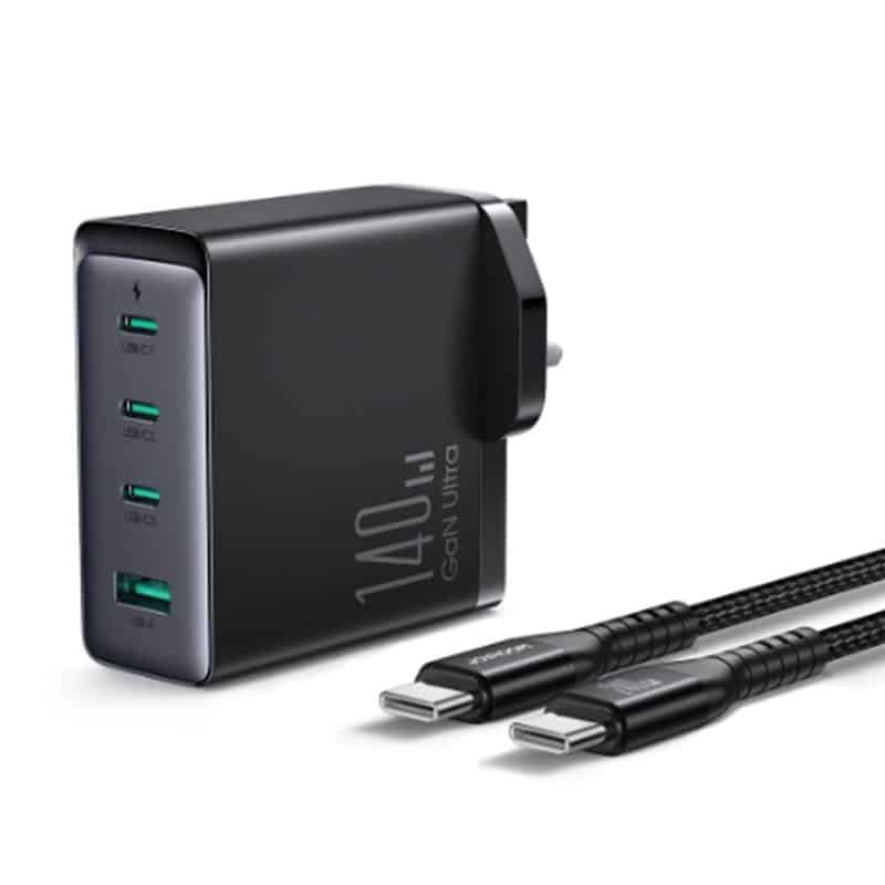 Joyroom 140W GaN hurtig oplader - 3xUSB-C og 1xUSB (UK Stik) - reFix.dk