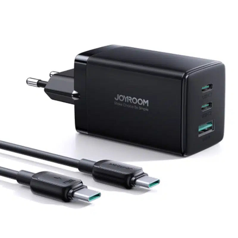 Joyroom 65W GaN hurtig oplader - 2xUSB-C og USB (+100W 1.2m USB-C Kabel) - reFix.dk