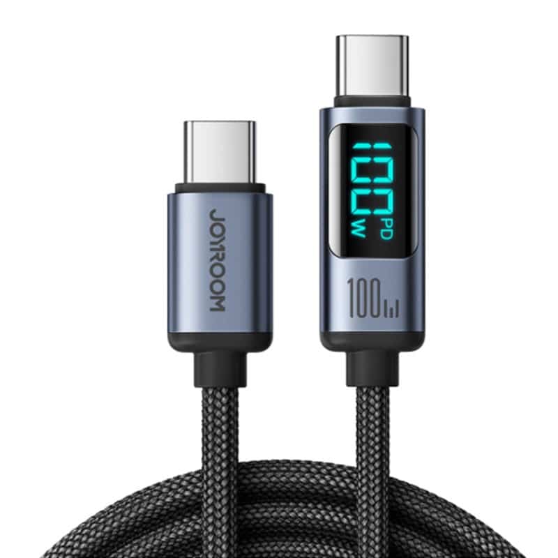 Joyroom Prism USB-C til USB-C opladerkabel med LED Display (100W) - reFix.dk