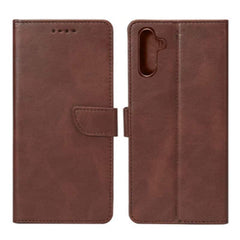 Læder flip cover til Samsung S24 FE - Brun - Bagside - reFix.dk