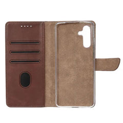 Læder flip cover til Samsung S24 FE - Brun - 1 - reFix.dk
