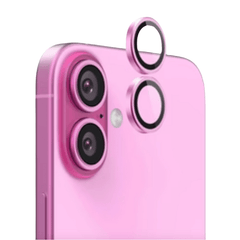 Metal kamera linse beskyttelsesglas til iPhone 16, 16 Plus - Pink - reFix.dk