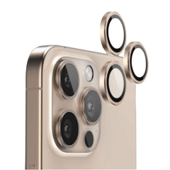 Metal kamera linse beskyttelsesglas til iPhone 16 Pro, 16 Pro Max - Desert titanium - reFix.dk