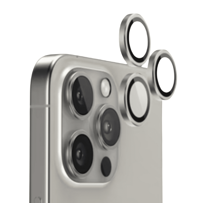 Metal kamera linse beskyttelsesglas til iPhone 16 Pro, 16 Pro Max - Natural titanium - reFix.dk