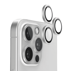 Metal kamera linse beskyttelsesglas til iPhone 16 Pro, 16 Pro Max - White titanium - reFix.dk