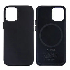 Premium Læder cover med MagSafe til iPhone - Sort bagside