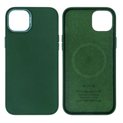 Premium Læder cover med MagSafe til iPhone - Mørkegrøn bagside