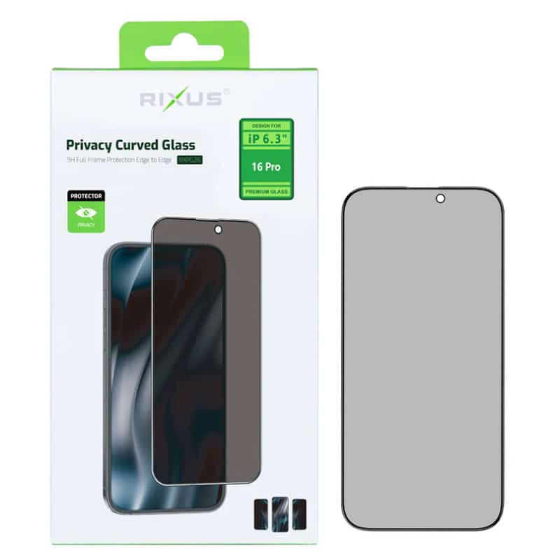 Full cover privacy skærmbeskyttelse af glas til iPhone 16 Pro - reFix.dk