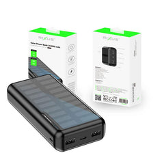 Rixus 20000mAh solcelle powerbank - Sort