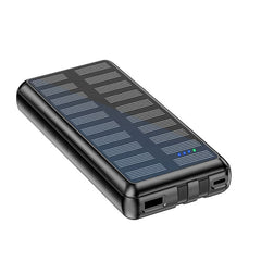 Rixus 20000mAh solcelle powerbank med USB-C kabel - Sort