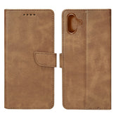 Rixus Læder flip cover til Samsung A06 - Lys brun - reFix.dk