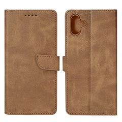 Rixus Læder flip cover til Samsung A06 - Lys brun - reFix.dk