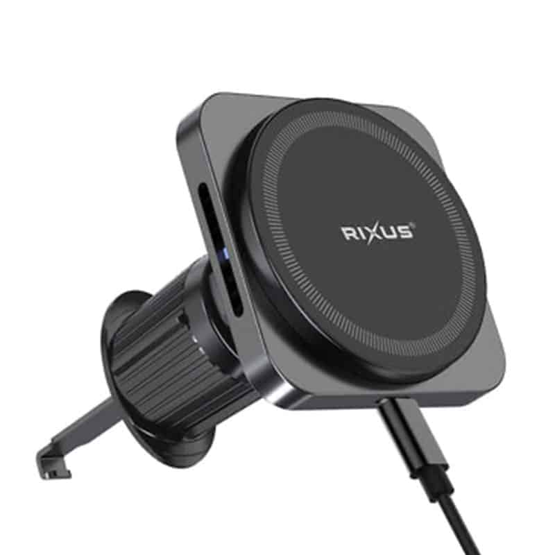Rixus Magnetisk trådløs oplader til luftkanal (15W) - MagSafe kompatibel - reFix.dk