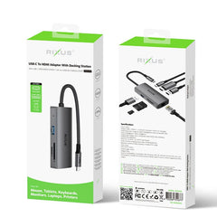 Rixus USB-C til HDMI Adapter med dockingstation - Pakkens indhold - reFix.dk