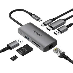 Rixus USB-C til HDMI Adapter med dockingstation