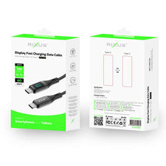 Rixus USB-C til USB-C opladerkabel med LED Display - Sort - Pakkens indhold - reFix.dk
