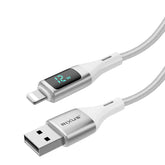 Rixus USB til Lightning opladerkabel med LED Display - Hvid - reFix.dk