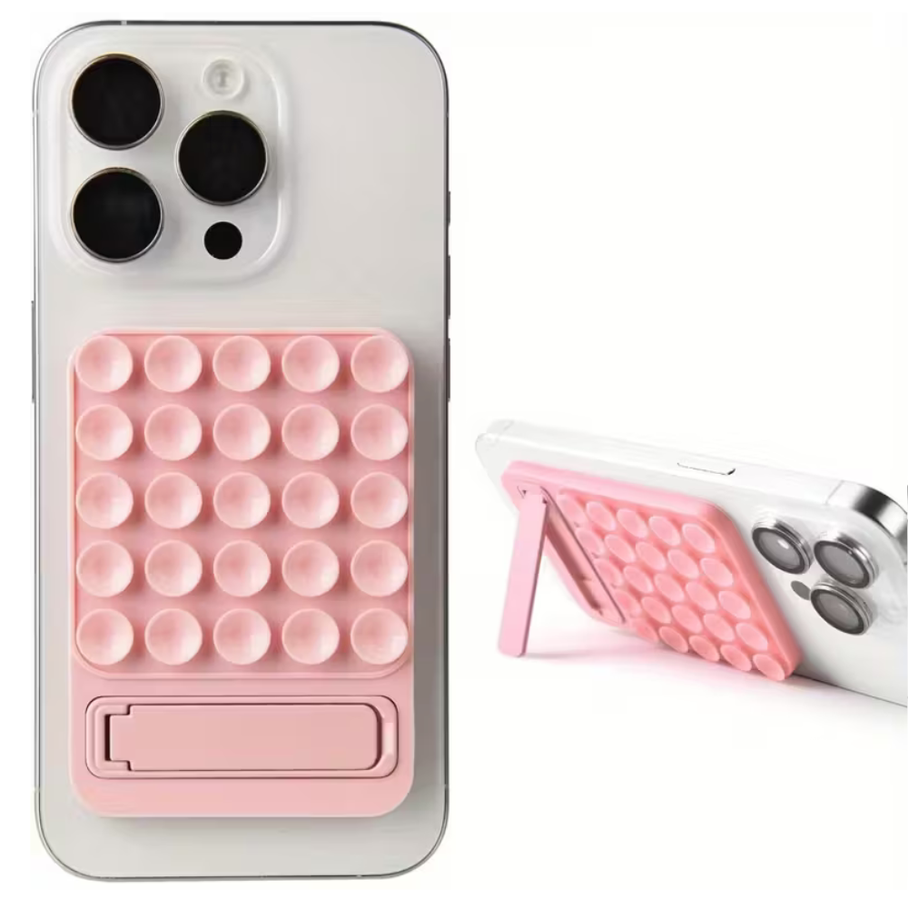 Selvklæbende Silikone sugekop mobilholder med stativ - Pink - reFix.dk
