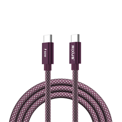 USB-C til USB-C Kabel 60W PD – 1 Meter Flettet - Bordeaux - reFix.dk