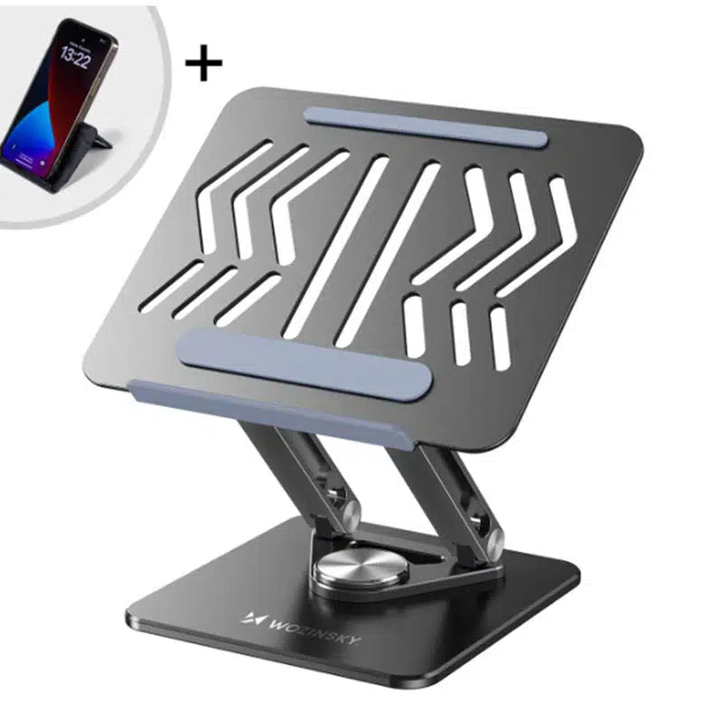 1 x Wozinsky MacBook / Laptop stand + Smartphone stand - Sort - 1 - reFix.dk