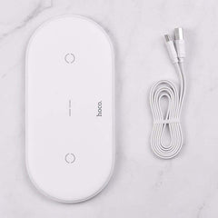 Hoco dual trådløs fast charger hvid - reFix.dk