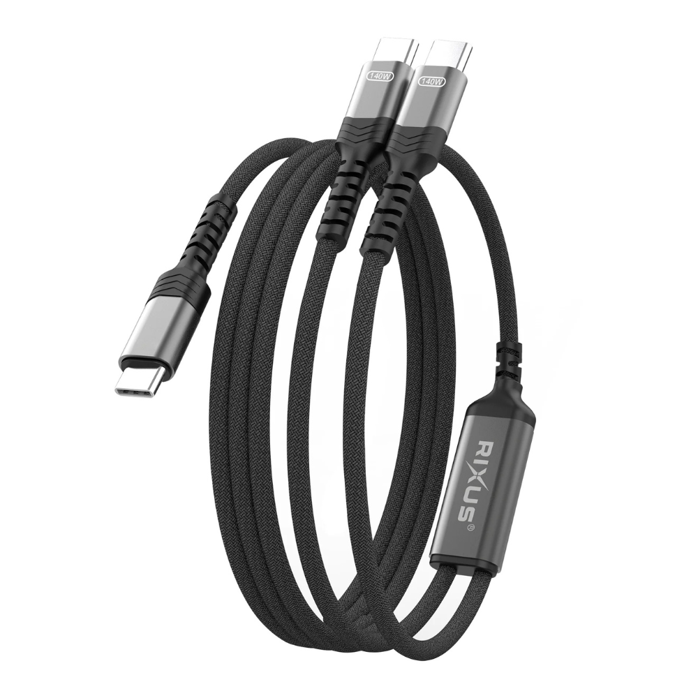 2-i-1 USB-C Splitterkabel 140W – Oplad 2 Enheder - 1 - reFix.dk