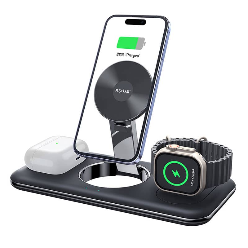 3 i 1 trådløs oplader til Smartphones, AirPods og Apple Watch
