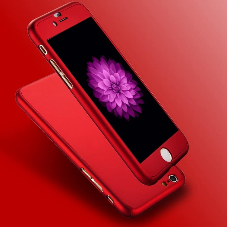360 grader cover til iPhone 6S / 6 i metal rød - reFix.dk