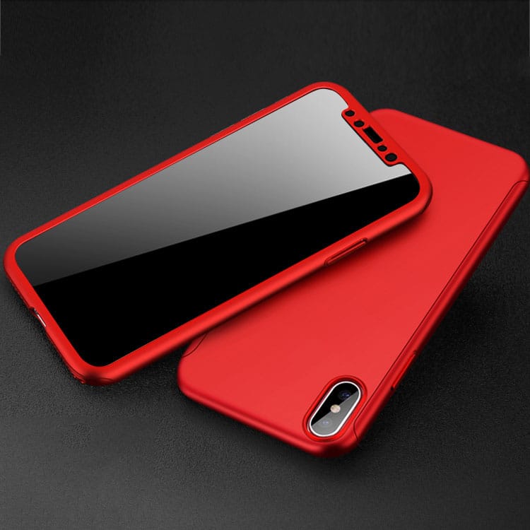 360 graders cover til iPhone X i metal rød - reFix.dk