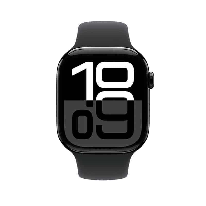 Apple Watch Series 10 46mm Jet Black Aluminium (GPS) Front view - reFix.dk