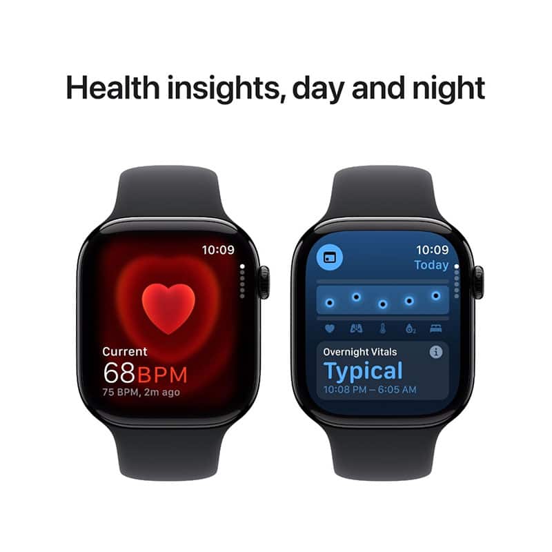 Apple Watch Series 10 46mm Jet Black Aluminium (GPS) Health Insights- reFix.dk