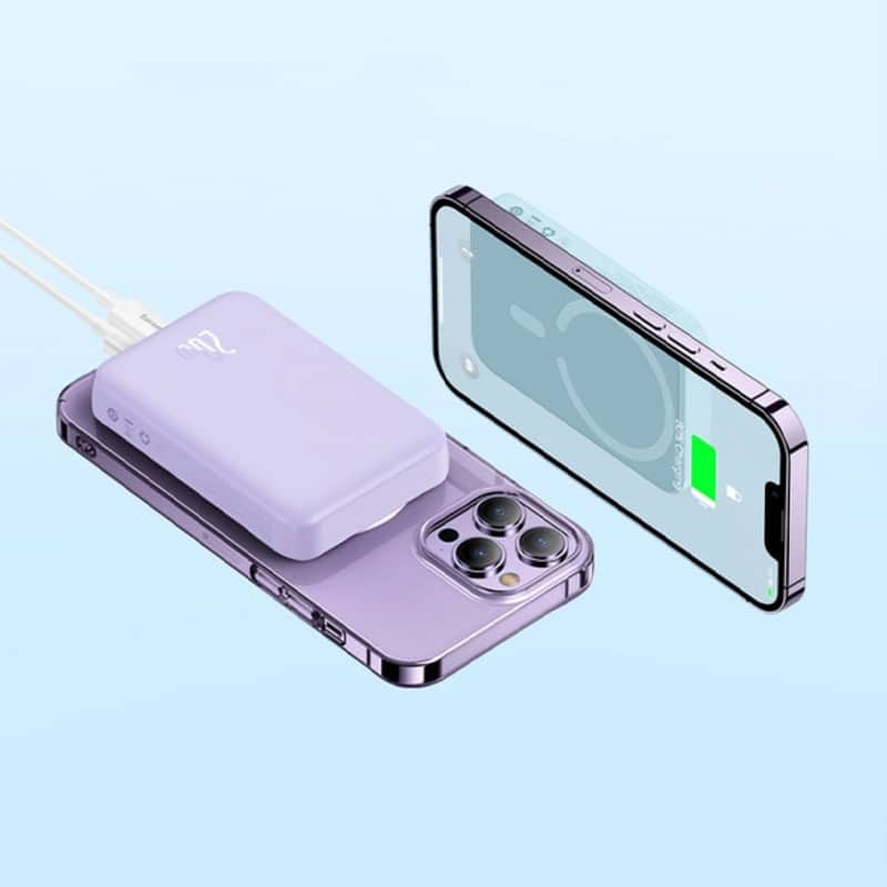 Baseus 10000mAh 20W MagSafe Powerbank - Lilla (+USB-C kabel)