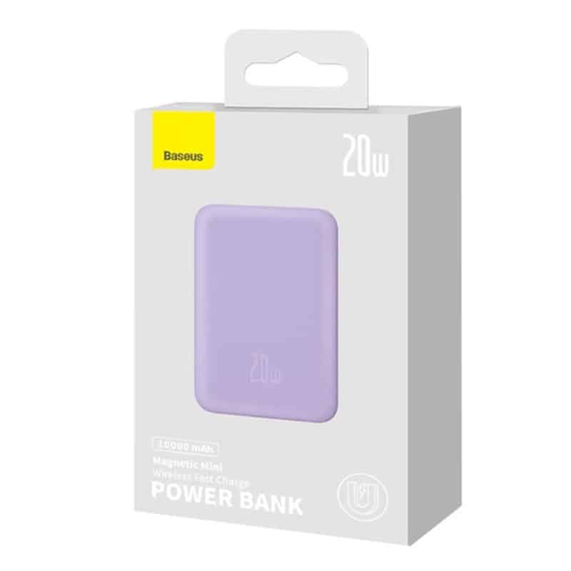 Baseus 10000mAh 20W MagSafe Powerbank - Lilla (+USB-C kabel)