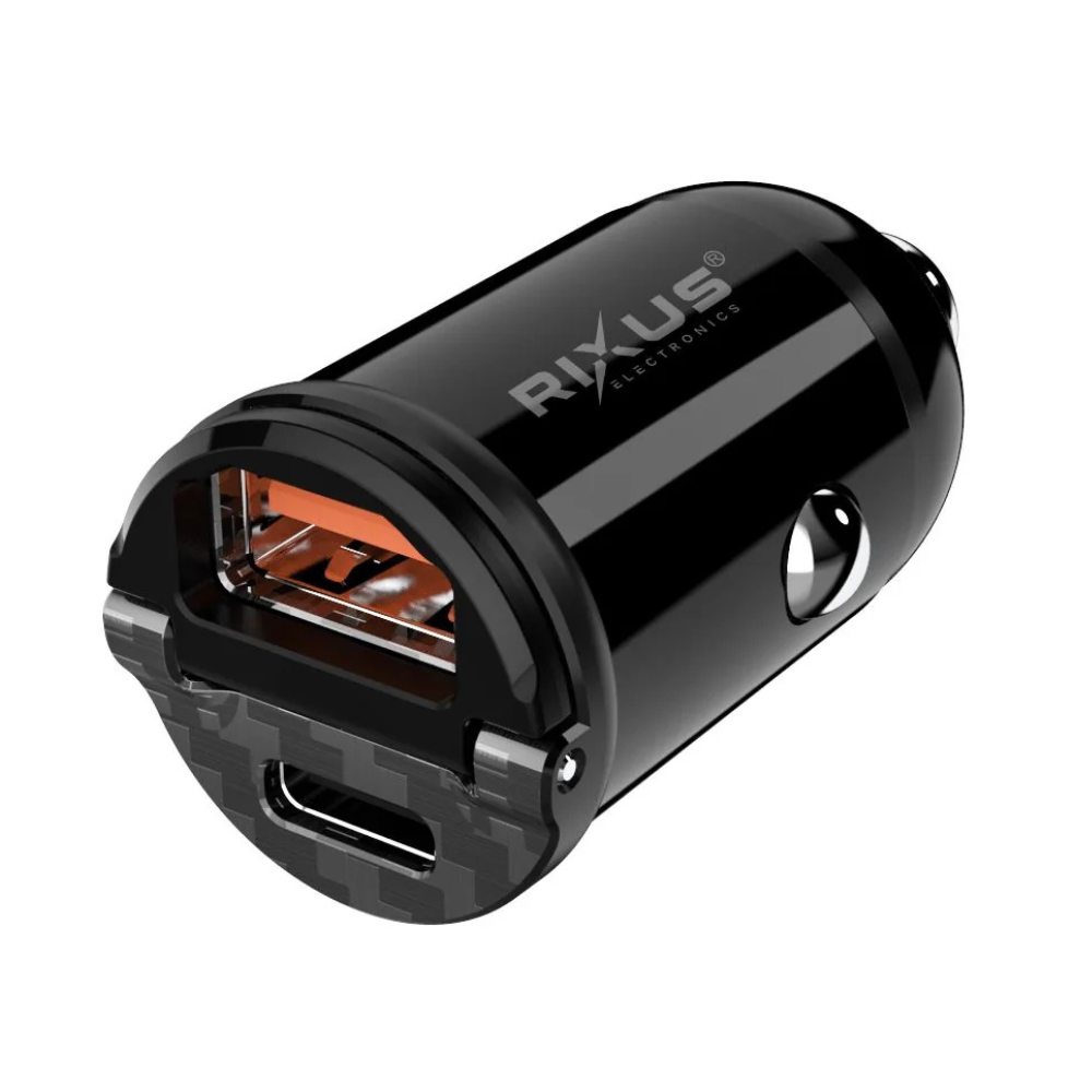 Biloplader USB-C PD + QC 20W – Rixus RXC54 Hurtig Oplader - reFix.dk