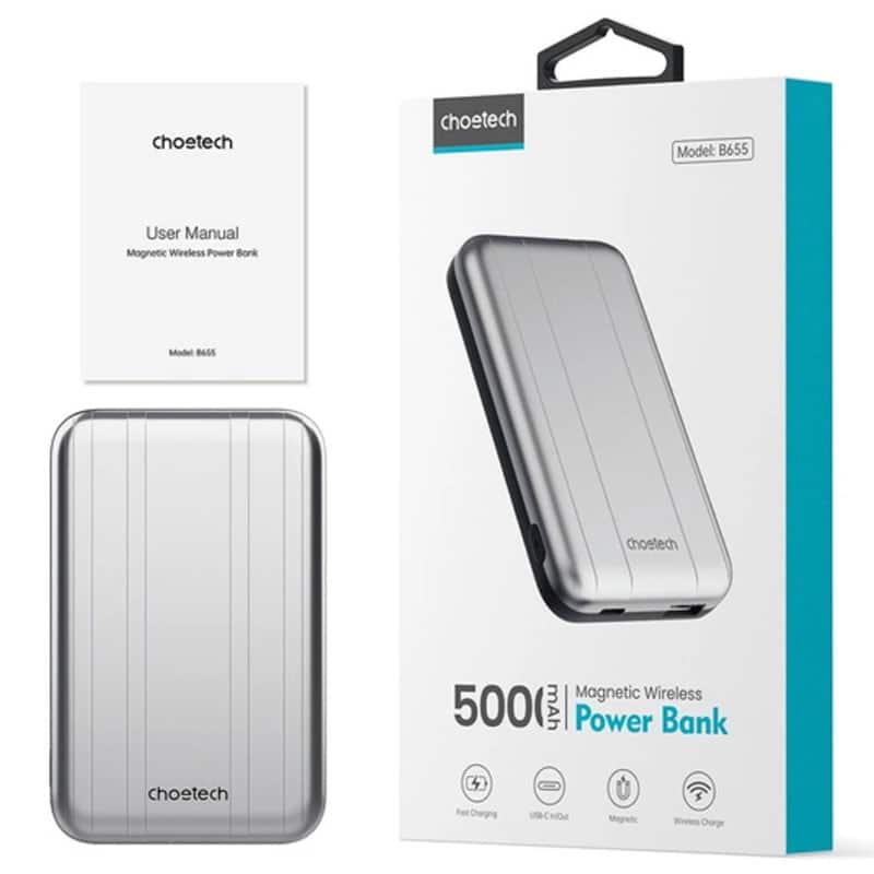 Choetech 10W 5000mAh mini magsafe powerbank - sølv