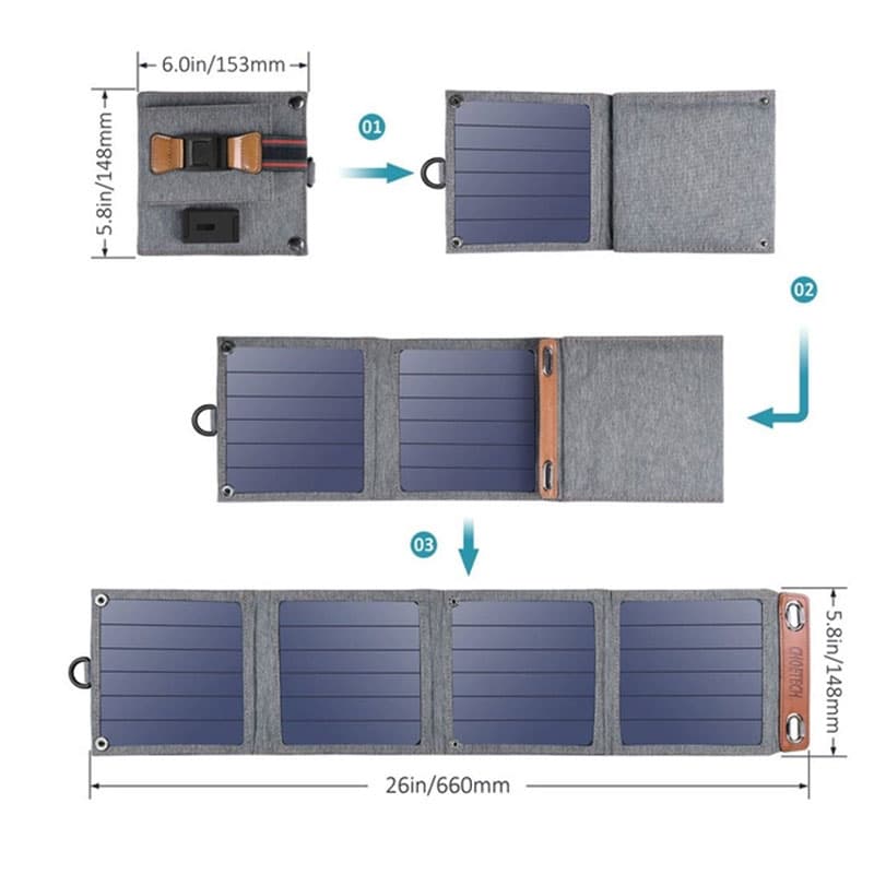 Choetech 14W solcellepanel oplader - 3 - reFix.dk