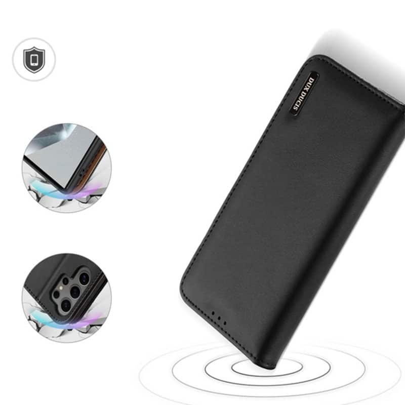 Dux Ducis Hivo læder flop cover med RFID til Samsung S24 Ultra - Sort