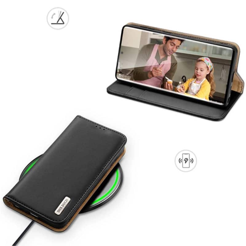 Dux Ducis Hivo læder flop cover med RFID til Samsung S24 Ultra - Sort