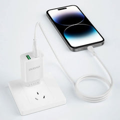 Dudao 12W hurtig oplader med USB-C kabel (1m) (2x USB-A)