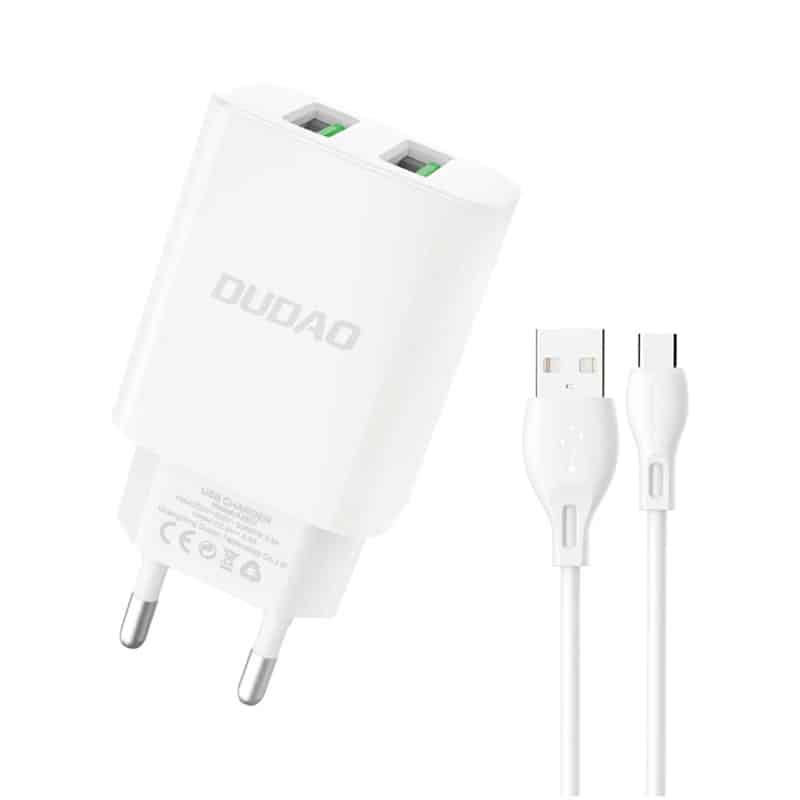 Dudao 12W hurtig oplader med USB-C kabel - reFix.dk